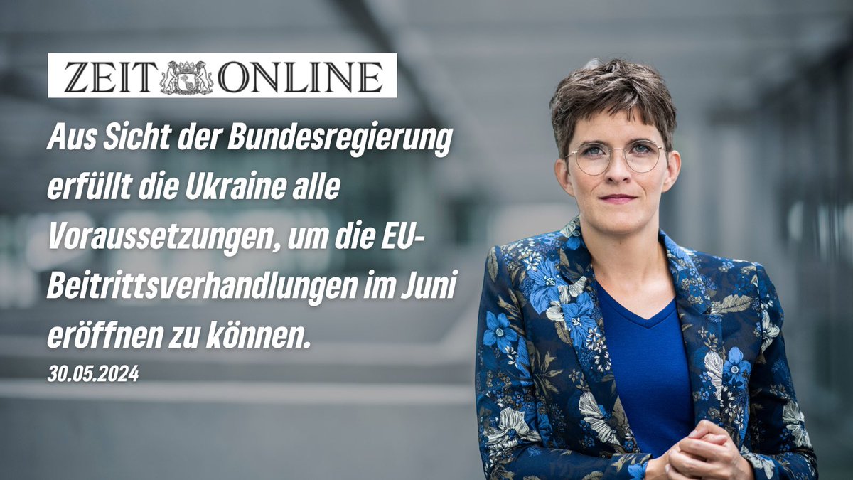 Die Ukraine erfüllt alle Voraussetzungen für die Eröffnung der EU-Beitrittsverhandlungen. Wir drängen darauf, den Verhandlungsrahmen jetzt schnell zu beschließen. Wir werden die 🇺🇦 auf ihrem Weg in die 🇪🇺 weiter unterstützen! zeit.de/politik/auslan…