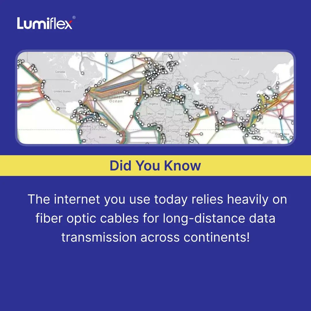 lumiflex_c's tweet image. #didyouknow #54 The internet you use today relies heavily on fiber optic cables for long distance data transmission across continents!

🌐 Visit our website:- lumiflex.in

📞 Contact no:- 9833834019 / 7021969960

📩 Email id:- sales@lumiflex.in