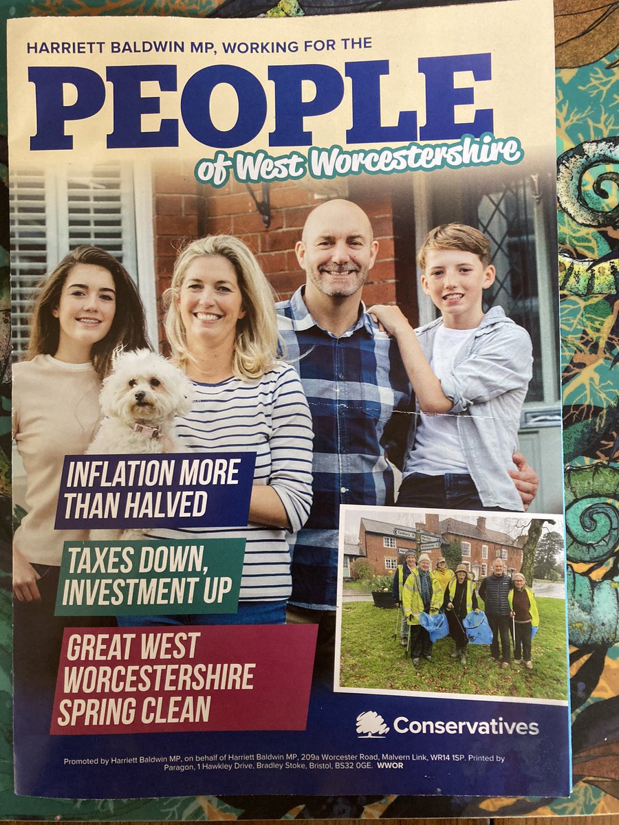 Our local Tory MP <a href="/hbaldwin/">Harriett Baldwin</a>’s campaign pamphlet managed to get through my letterbox unnoticed.Lucky for them I was out.Vapid and fatuous content seemingly written by a 12 year old, stinks of political bullshit.Let’s make sure we get rid of the self serving witch once and for all