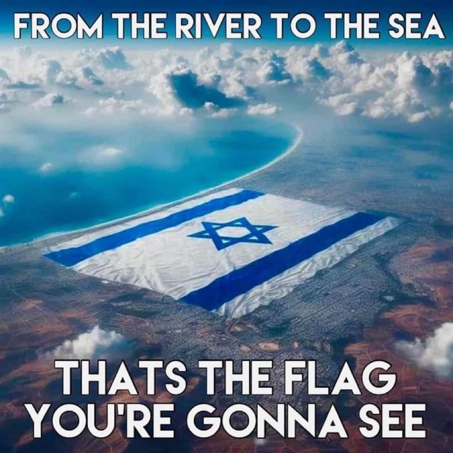 De la rivière du Jourdain à la belle Mer Méditerranée c'est le drapeau que vous verrez pour l'éternité !😃 Belle journée à tous depuis notre beau pays où coulent le lait et le miel avec une belle victoire à nos courageux soldats de #Tsahal !🔽 Am Israël Hai ! Sionistement vôtre