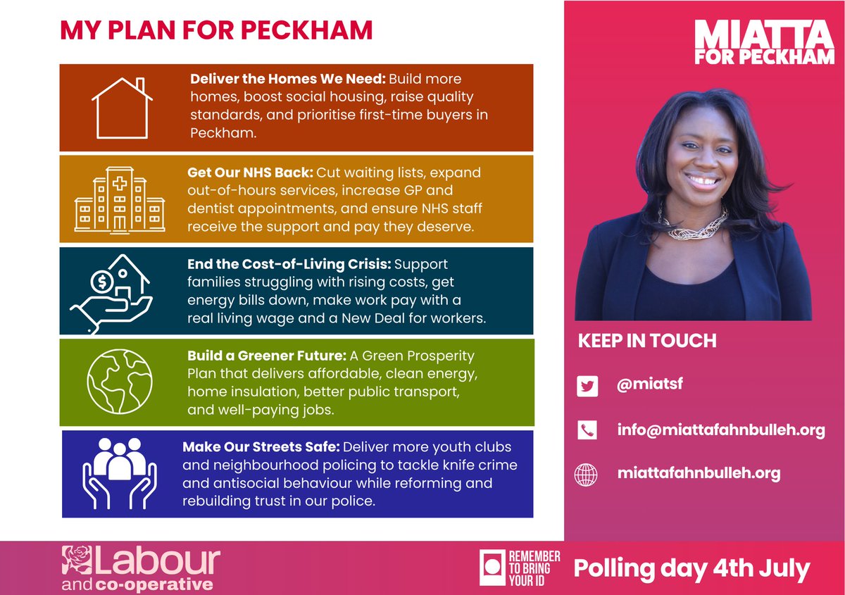 Today, the General Election officially begins 🗳️

I am incredibly proud to be your Labour and Co-operative candidate for Peckham 🌹

I know how hard times are right now. Peckham has faced the brunt of austerity, the housing crisis and the spiralling cost of living.  

But there