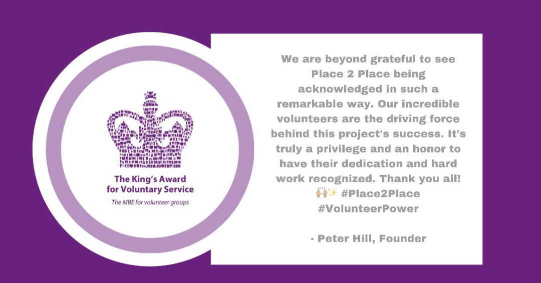Pipekit's tweet photo. Earlier this month Place2Place was awarded The King's Award for Voluntary Service. Peter Hill 
founded Place2Place FC to use football as a way to help conversations about men's mental health after his friend took his own life. 
💻 https://t.co/1f7eSpsYvd
#Pipekit #Place2Place https://t.co/BXw7TESJUq