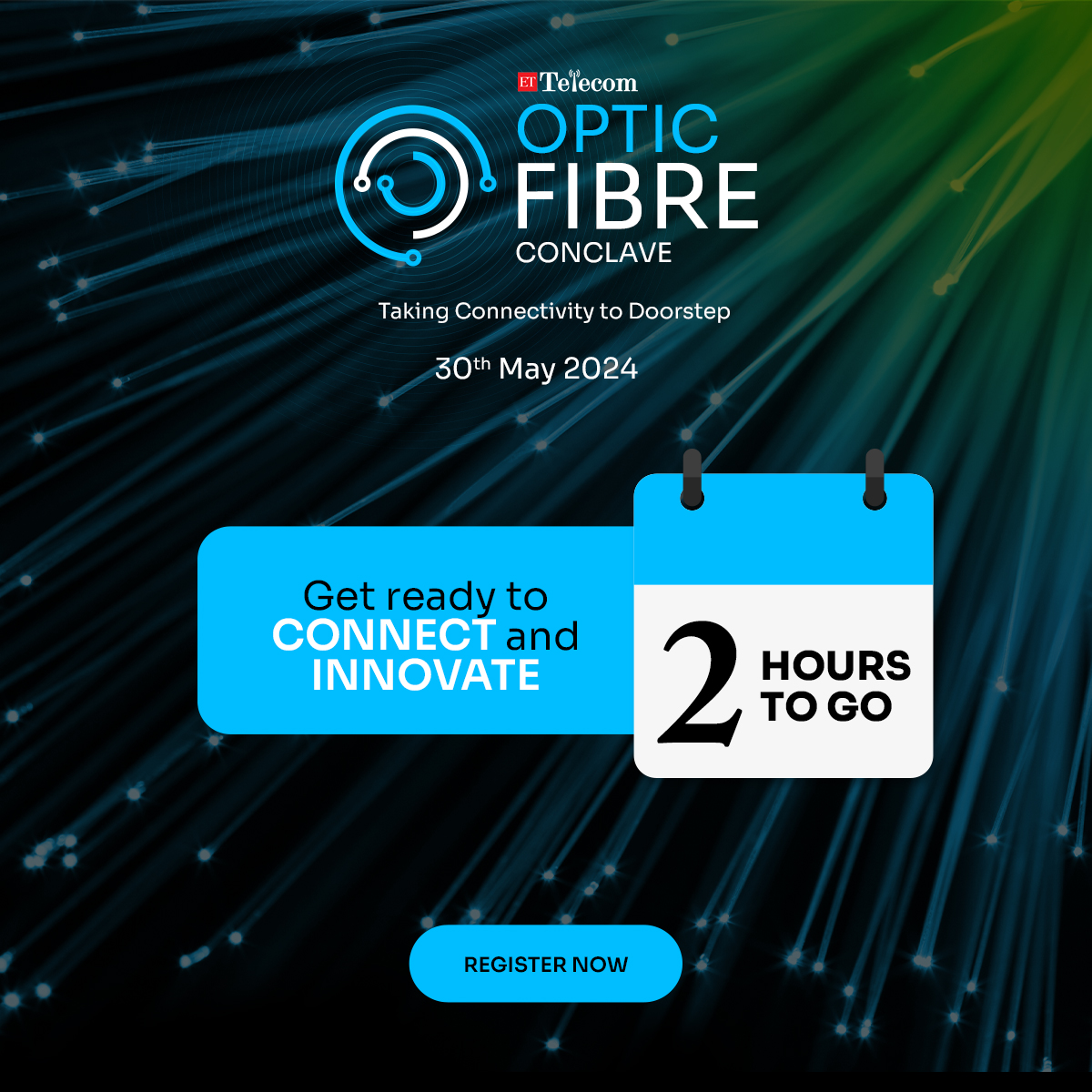 Only 2 Hours to Go! The wait is almost over! In just 2 hours, join us at the ET Optic Fibre Conclave and immerse yourself in the future of connectivity with industry leaders and experts. Register Now: bit.ly/4bNfyiZ #ETOpticFibreConclave #OpticFiber