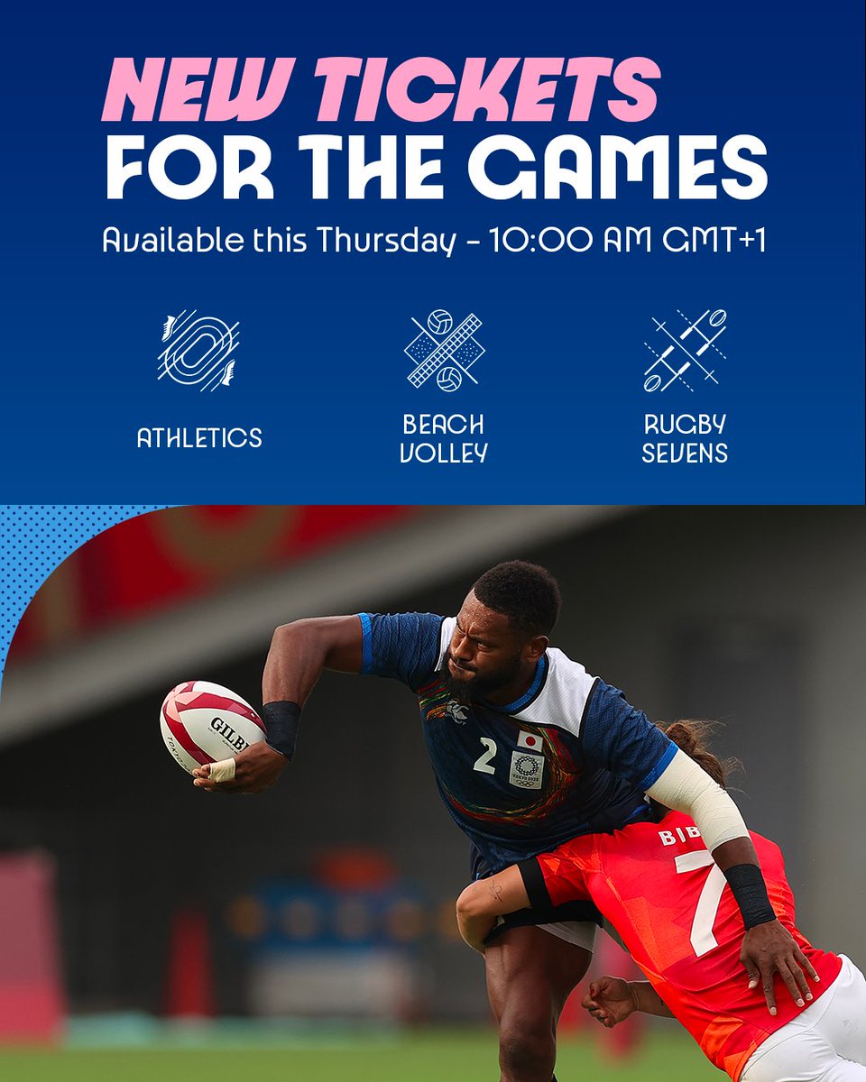 Weekly ticket release 👋 New tickets released every Thursday at 10:00 AM! This week, grab your tickets for Athletics, Beach Volleyball, and Rugby Sevens 🏟️ The only one way to book your tickets : tickets.paris2024.org/en/?utm_source…