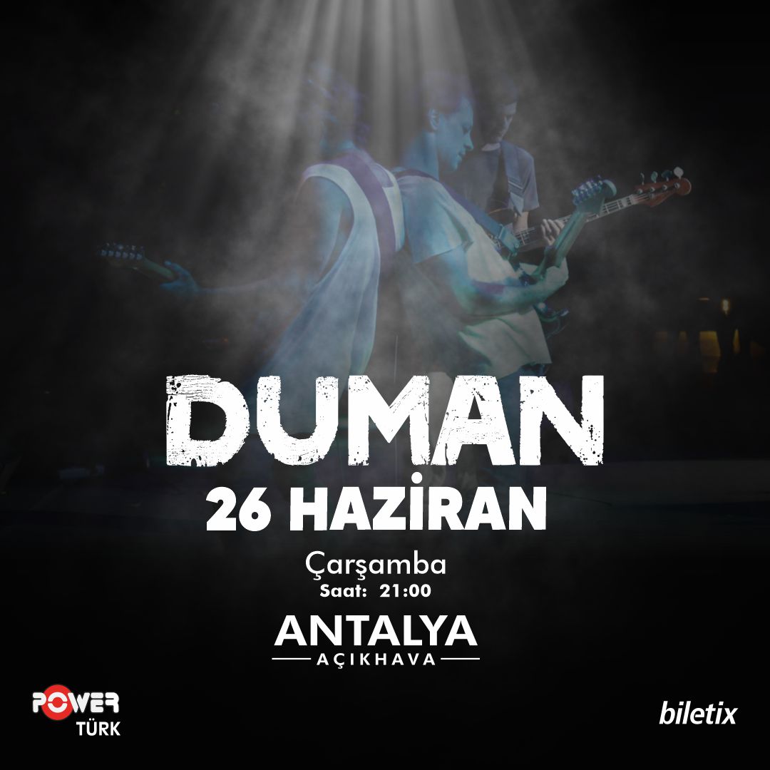 'Ah kimin için atıyor bu yürek?'🎶 Duman, 26 Haziran akşamı Antalya Açıkhava sahnesinde sevenleriyle buluşacak.😍 Yapı Kredi World’e özel vade farksız 6'ya kadar taksit avantajlı biletler linkte: bit.ly/4dZxs3Y