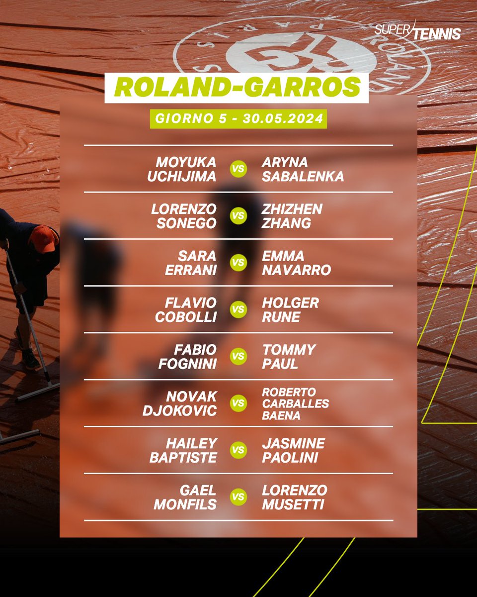 I migliori match di oggi al #RolandGarros, pioggia permettendo ☔