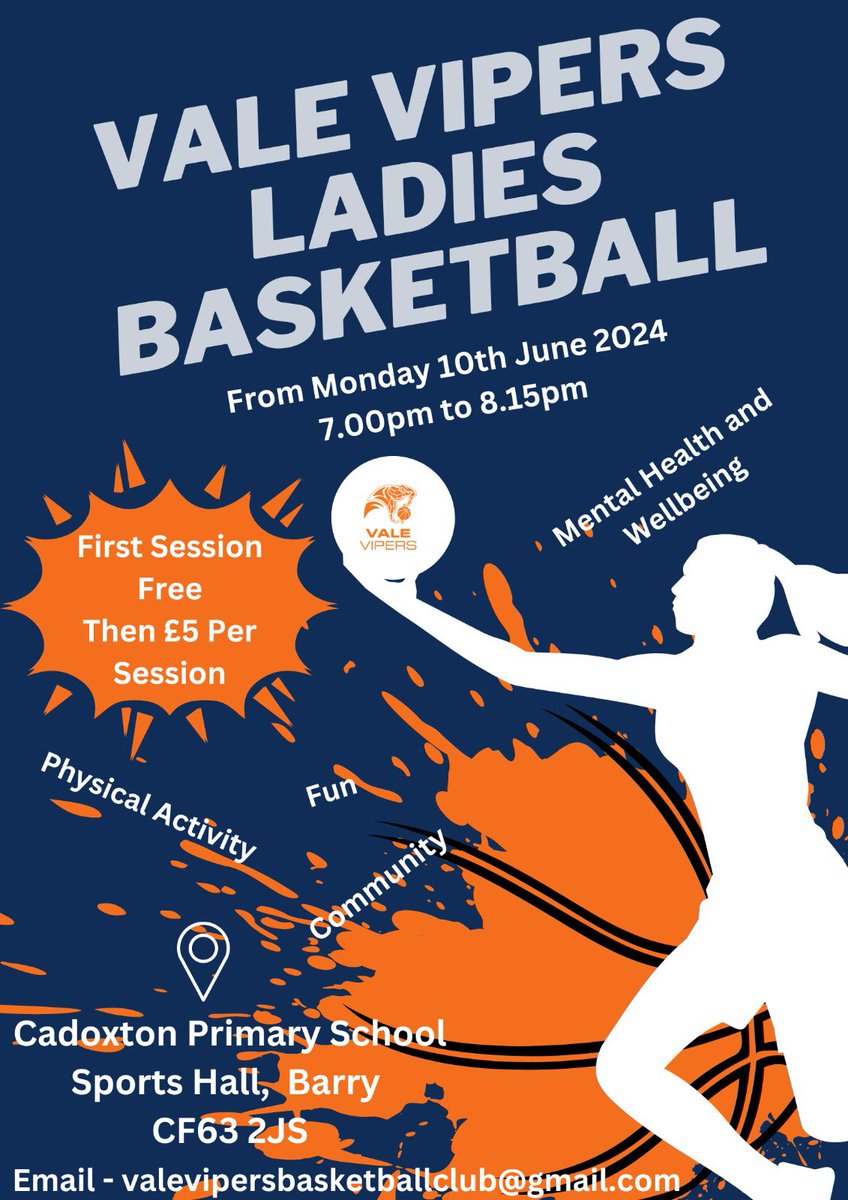 Vale Vipers (@valevipers) on Twitter photo Calling All Ladies. Want to try your hand at Basketball why not be part of The VALE VIPERESSES.
Vale Vipers Basketball Club is Launching a Ladies Recreational Session. Take a look below πππ
<a href="/ValeSportsTeam1/">Vale Sports Team||Tim Chwaraeon y Fro</a> <a href="/barrydistrict/">Barry District News</a> <a href="/BRORADIO/">Bro Radio</a> <a href="/BarryRoundTable/">Barry Round Table</a> Calling All Ladies. Want to try your hand at Basketball why not be part of The VALE VIPERESSES.
Vale Vipers Basketball Club is Launching a Ladies Recreational Session. Take a look below πππ
<a href="/ValeSportsTeam1/">Vale Sports Team||Tim Chwaraeon y Fro</a> <a href="/barrydistrict/">Barry District News</a> <a href="/BRORADIO/">Bro Radio</a> <a href="/BarryRoundTable/">Barry Round Table</a>