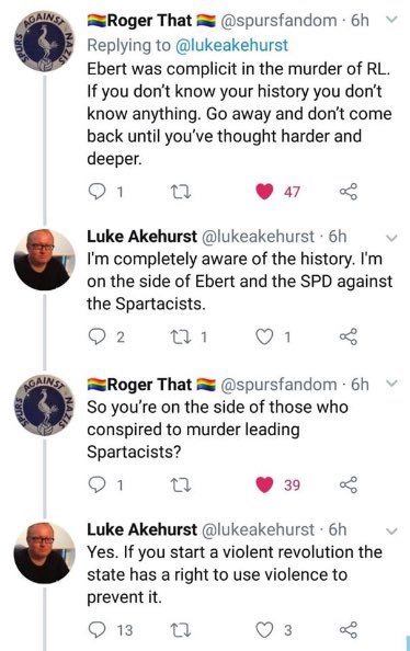 Since tireless crusader against antisemitism, Luke Akehurst, is finally standing as an MP, here’s a reminder of the time he said he was in favour of the fascist Freikorps being sent to murder Rosa Luxemburg: a Jewish woman, but also a communist, & therefore apparently fair game.