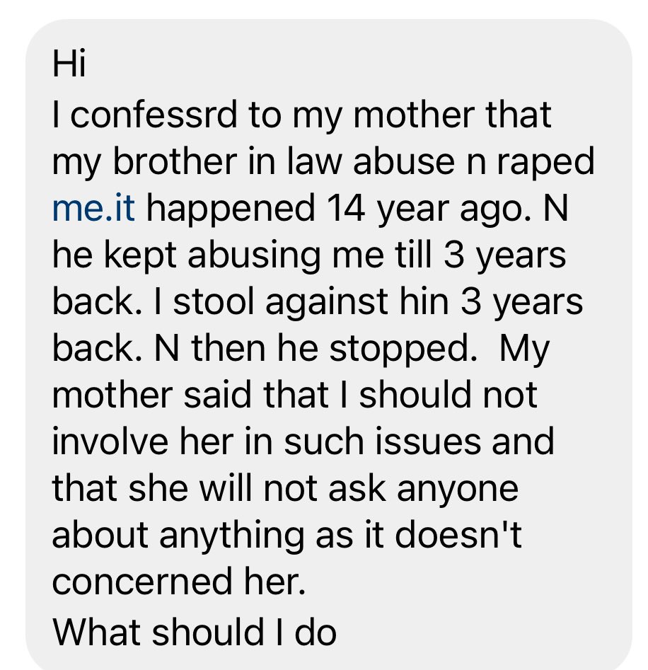 Rape and Sexual Harassment by relatives And how family covers it up or doesn’t care.