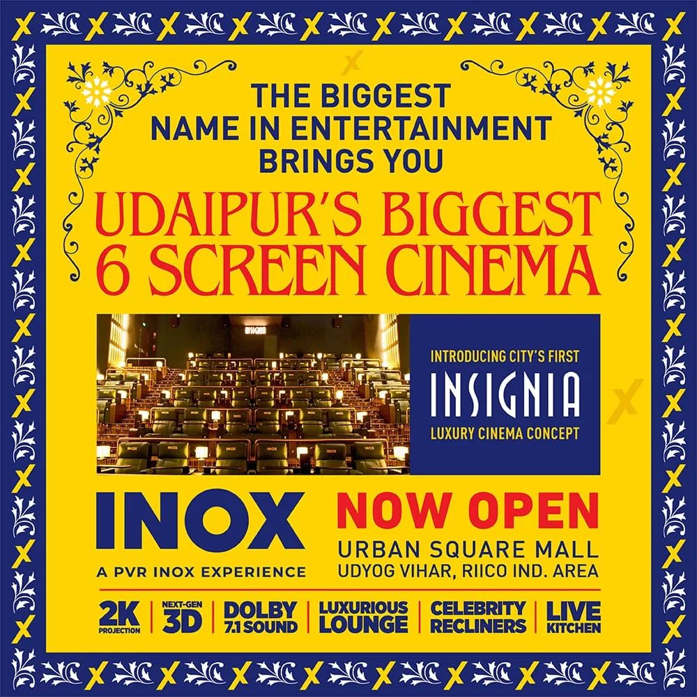 Unveil a world of luxury entertainment at our newly opened 6-screen cinema! 🎬✨ It features the city's first INSIGNIA luxury cinema concept along with 2K projection, next-gen 3D, Dolby 7.1 sound, a luxurious lounge, celebrity recliners, a live kitchen, and much more. Location: