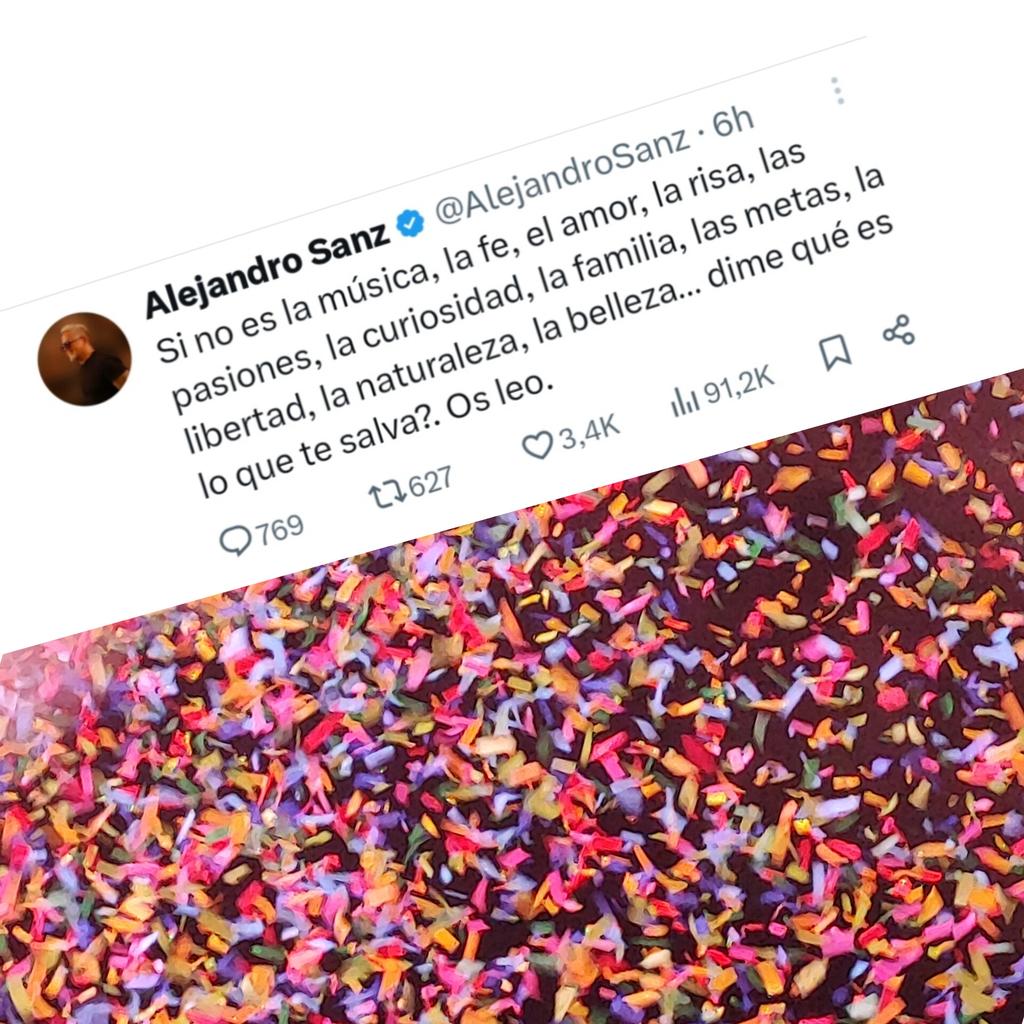 Y a ti que te salva <a href="/AlejandroSanz/">Alejandro Sanz</a> a mí la familia,los amigos y tú, tú música tus giras ,tus conciertos....❤️