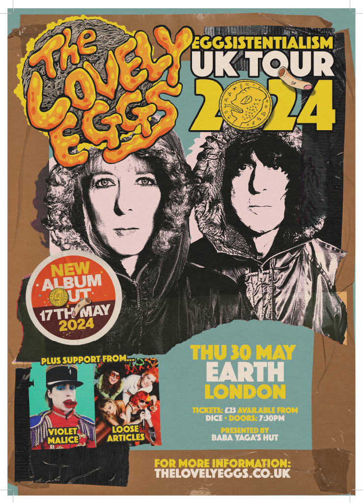 TONIGHT we are at @EartHackney for @TheLovelyEggs Support comes from @_LooseArticles & Violet Malice. Tickets in advance or on the door. Doors 7:30 Loose Articles 8:00 Violet Malice 8:45 The Lovely Eggs - 9:30 dice.fm/event/ywv7a-th…