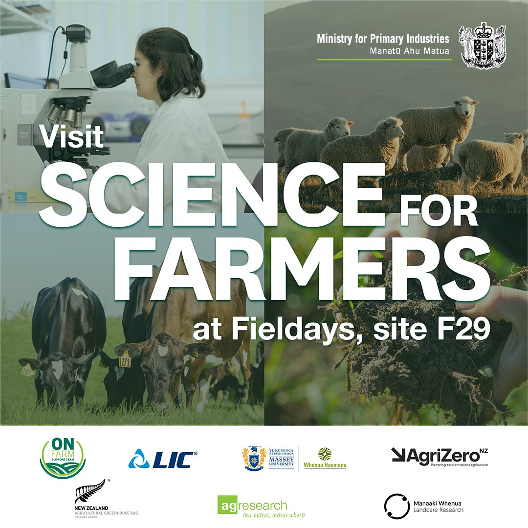 Seeking more information about actions you can take on-farm to reduce your emissions? We’re launching a new site at @Fieldays called Science for Farmers in collaboration with industry partners. Find us at site F29. For more info: mpi.govt.nz/science-for-fa…