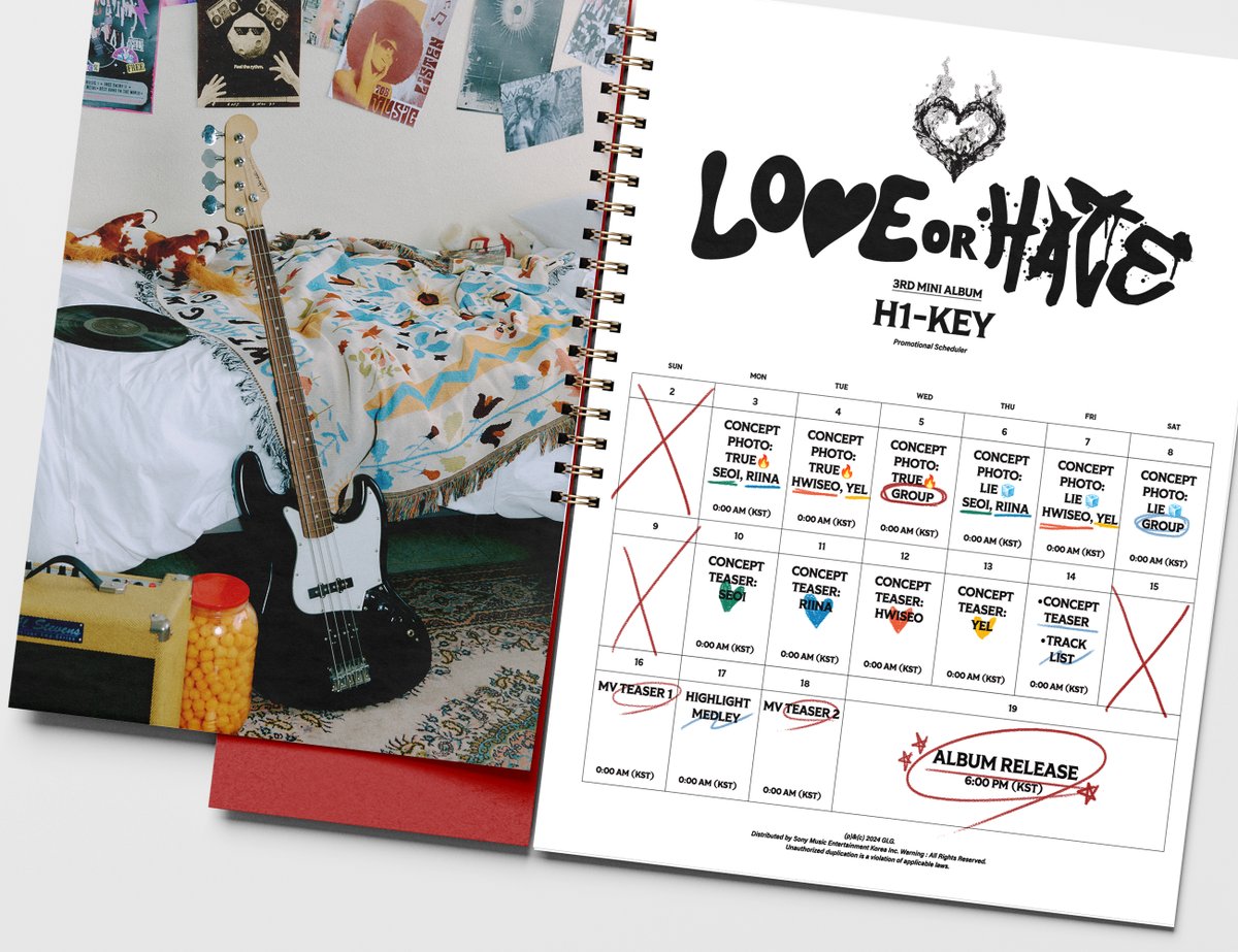 H1-KEY(하이키) 3rd Mini Album [LOVE or HATE] ❤️ or 💔 = ❤️‍🔥 Promotion Calendar 🗓️ 2024.06.19 6PM (KST) #H1KEY #하이키 #LOVEorHATE #SEOI #RIINA #HWISEO #YEL #서이 #리이나 #휘서 #옐