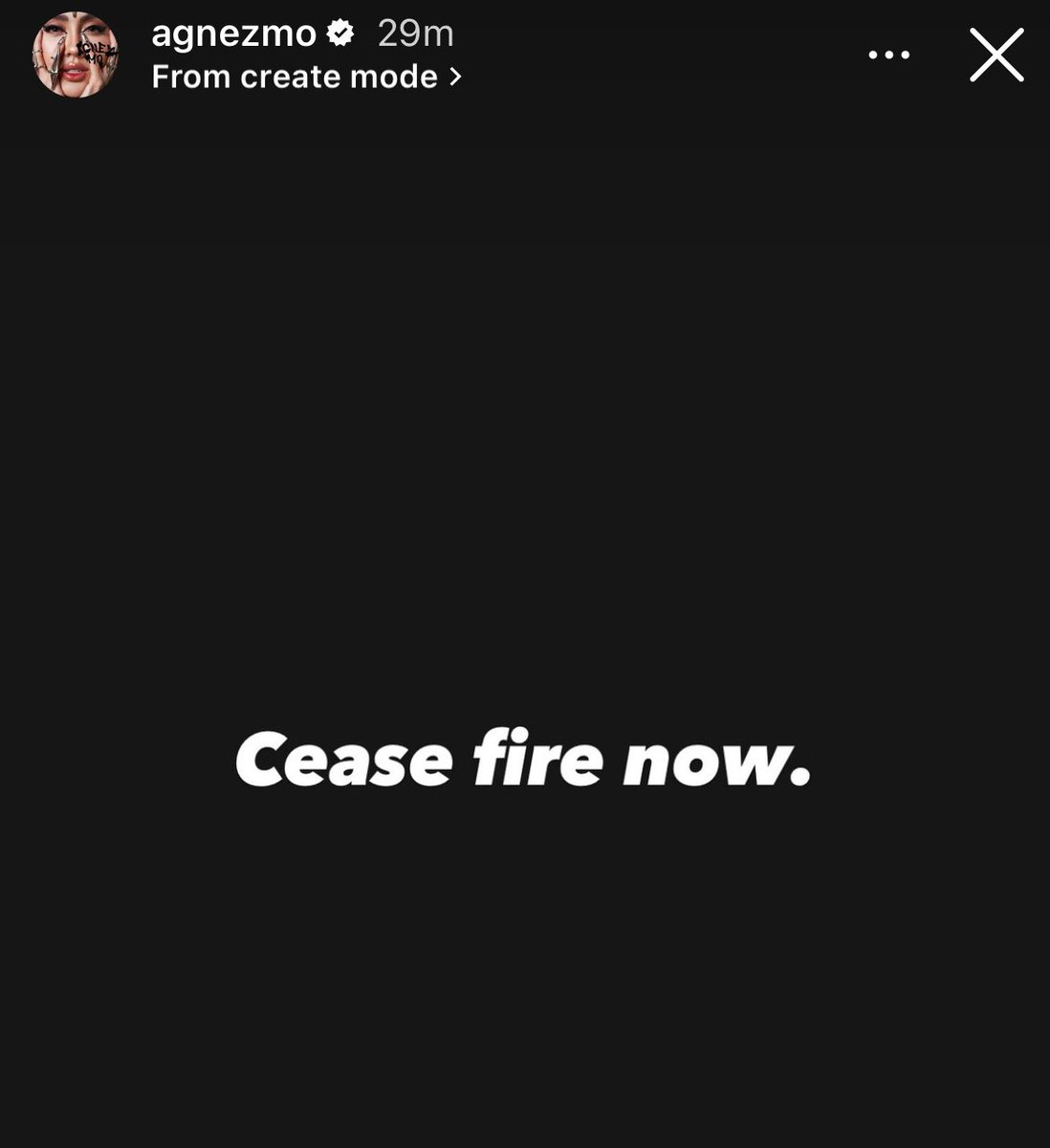 AGNEZ MO calls for an immediate ceasefire in Gaza through her instagram stories.

#AllEyesonRafah