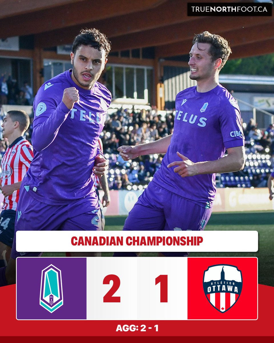 PACIFIC MARCH ON! 🟣🔱

The Tridents defeat Ottawa and book a date with the Vancouver Whitecaps in the semi-finals of the Voyageurs Cup. Ayman Sellouf and Josh Heard got the goals for the home side, while Sam Salter gave Ottléti some hope in the 2nd half.

#CanChamp | #CanPL| 📸: