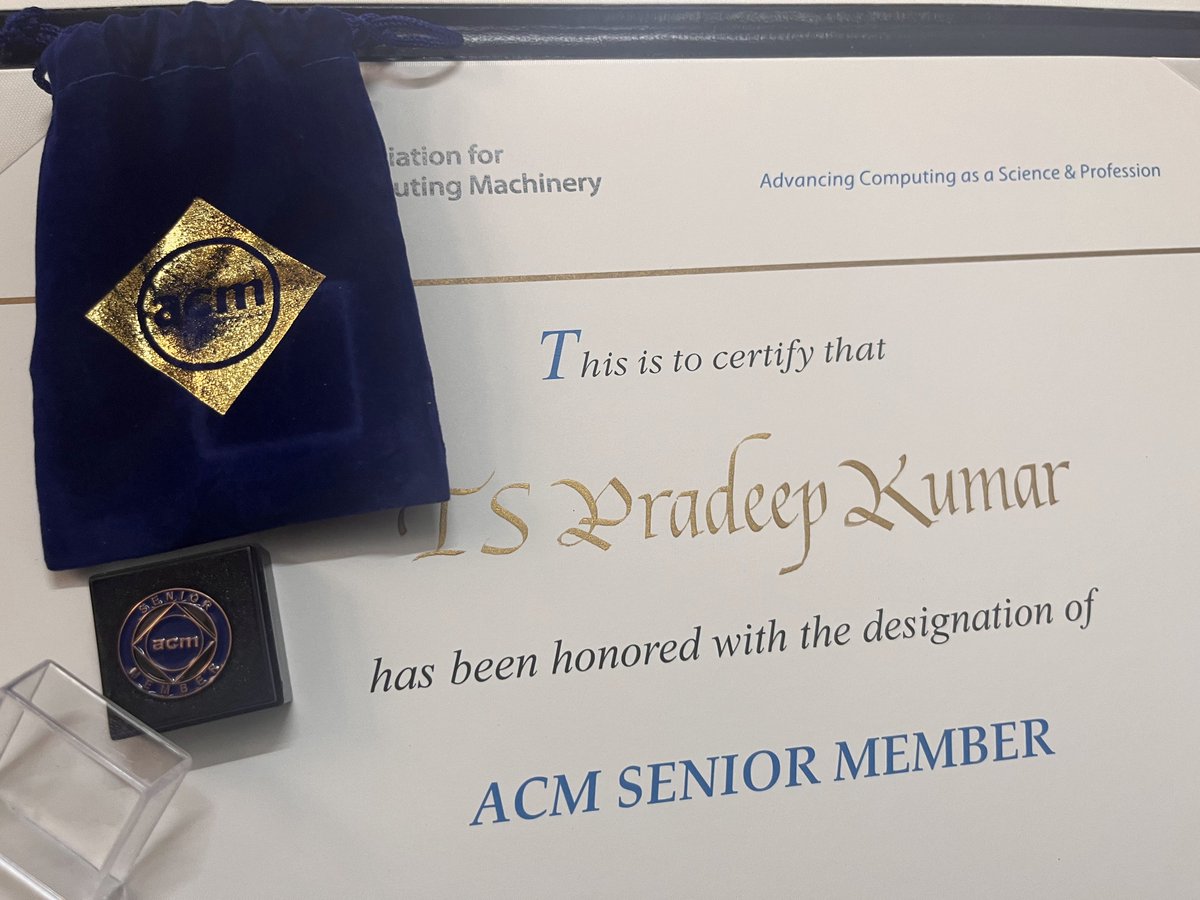 tspradeepkumar's tweet image. I have been elevated to Senior Member ACM. This recognition is a significant milestone in my professional journey and an honour that reflects my dedication to advancing the field of computing. #ACM #vitchennai #pradeepkumarts #tspradeepkumar