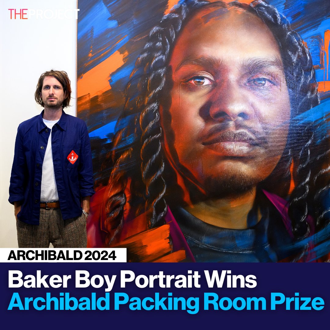 A portrait of musician Baker Boy by Melbourne street artist Matt Adnate has won the Archibald Packing Room Prize.

READ MORE: brnw.ch/21wKggU