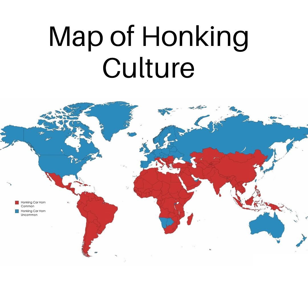 Map of the honking culture around the world