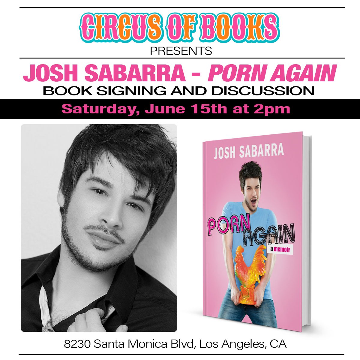 Josh Sabarra (@joshsabarra) on Twitter photo Join me for a #Pride 2024 #book signing at the famous <a href="/circus_of_books/">Circus of Books</a> in #WestHollywood โ Sat., 6/15, 2PM. Author proceeds will go to The Trevor Project. If you canโt make it, consider ordering at circusofbooks.com or at (323) 337-9555. ๐๐ณ๏ธโ๐ #JoshSabarra #LGBTQ #gay Join me for a #Pride 2024 #book signing at the famous <a href="/circus_of_books/">Circus of Books</a> in #WestHollywood โ Sat., 6/15, 2PM. Author proceeds will go to The Trevor Project. If you canโt make it, consider ordering at circusofbooks.com or at (323) 337-9555. ๐๐ณ๏ธโ๐ #JoshSabarra #LGBTQ #gay