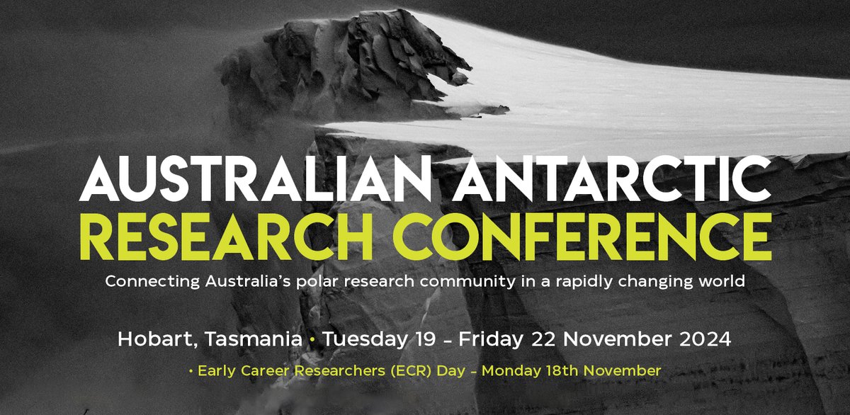 Join Australia's polar research community at the 2024 Australian Antarctic Research Conference—the first national meeting in many years! 

When: Tues 19–Fri 22 Nov 2024 (ECR day on Mon 18 Nov)

Where: <a href="/UTAS_/">University of Tasmania</a>

Abstract submissions open 10 June

More info ⏬ leishman.eventsair.com/aarc/