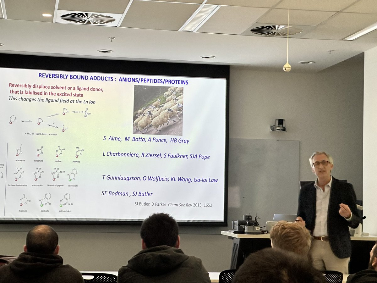Great to see David Parker back at @UTSEngage talking about his pioneering work on lanthanide based sensors.