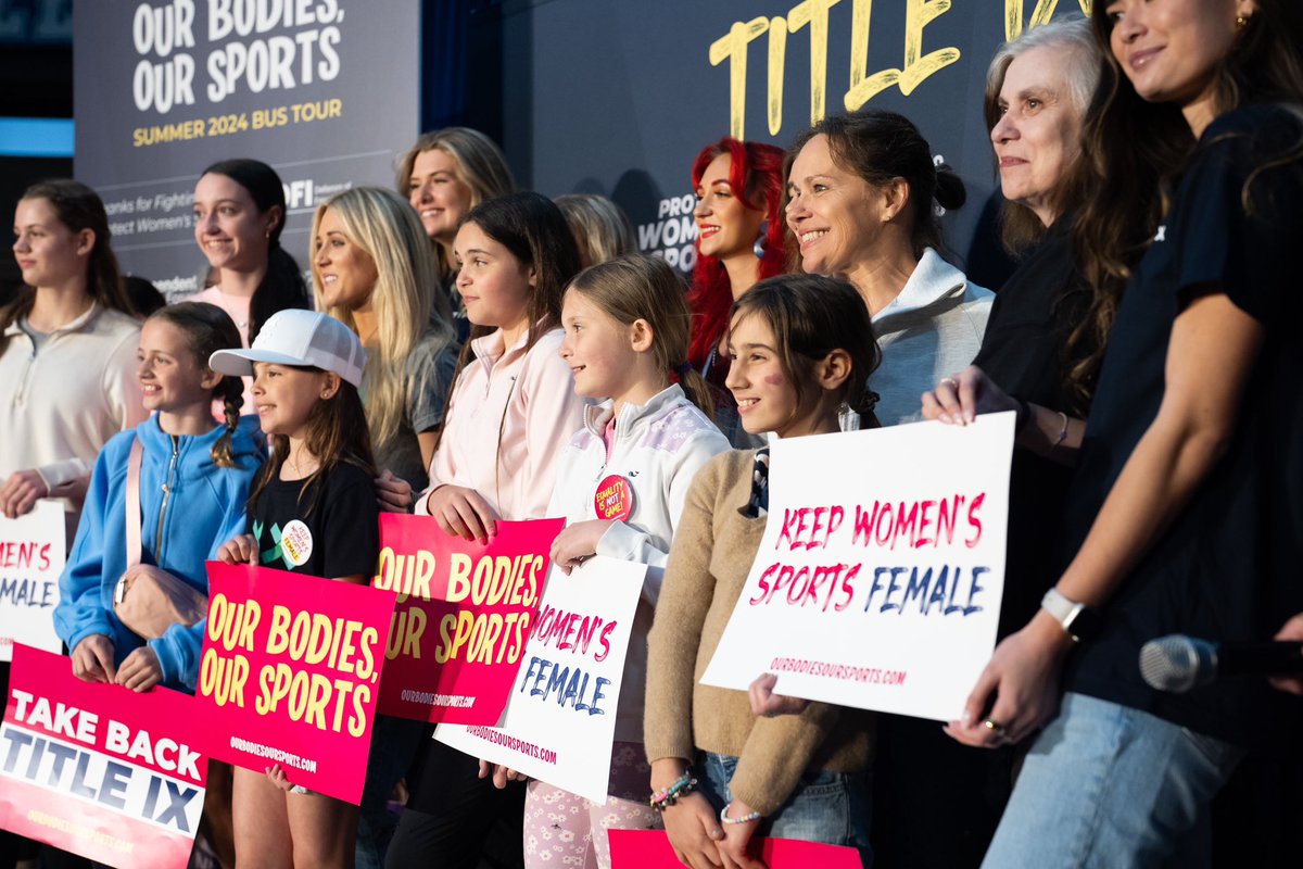 This one’s for the girls 💪🏼 #OurBodiesOurSports bus tour is taking back Title IX—building groundswell to protect women’s sports. Anti-woman @JoeBiden is taking opportunities from women & giving them to men. That doesn’t enforce Title IX, it violates it. ourbodiesoursports.com