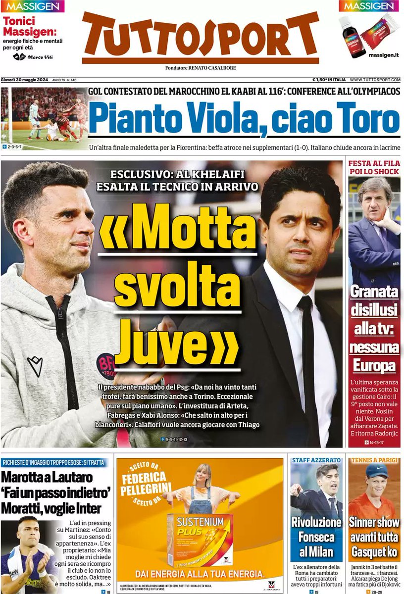 #Primepagine dei principali quotidiani sportivi italiani 
#30maggio2024 
#EdicolaAngel🗞️📰