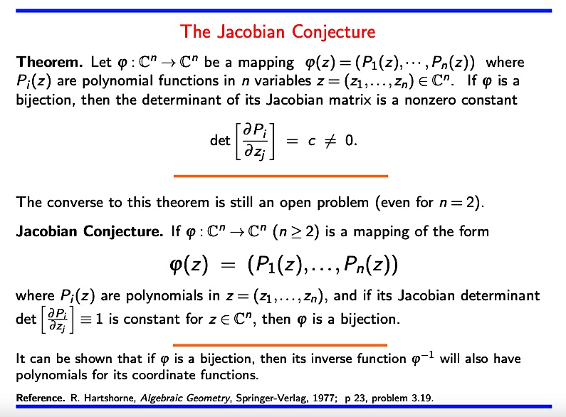SamuelGWalters's tweet image. The Jacobian #conjecture for polynomial mappings on ℂⁿ. #math #algebra