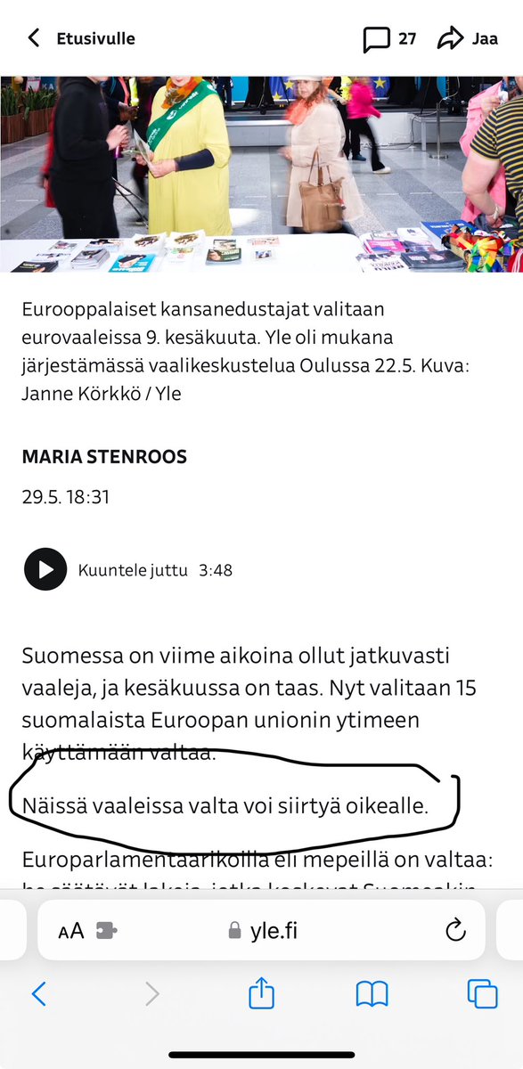 LindstromKatri's tweet photo. Hienoa neutraalia journalismia: ”Näissä vaaleissa valta voi siirtyä oikealle”. Siis äänestä ettei näin käy, vai mitä tavoite tällä on? @yleuutiset https://t.co/MEnpMyS5gs