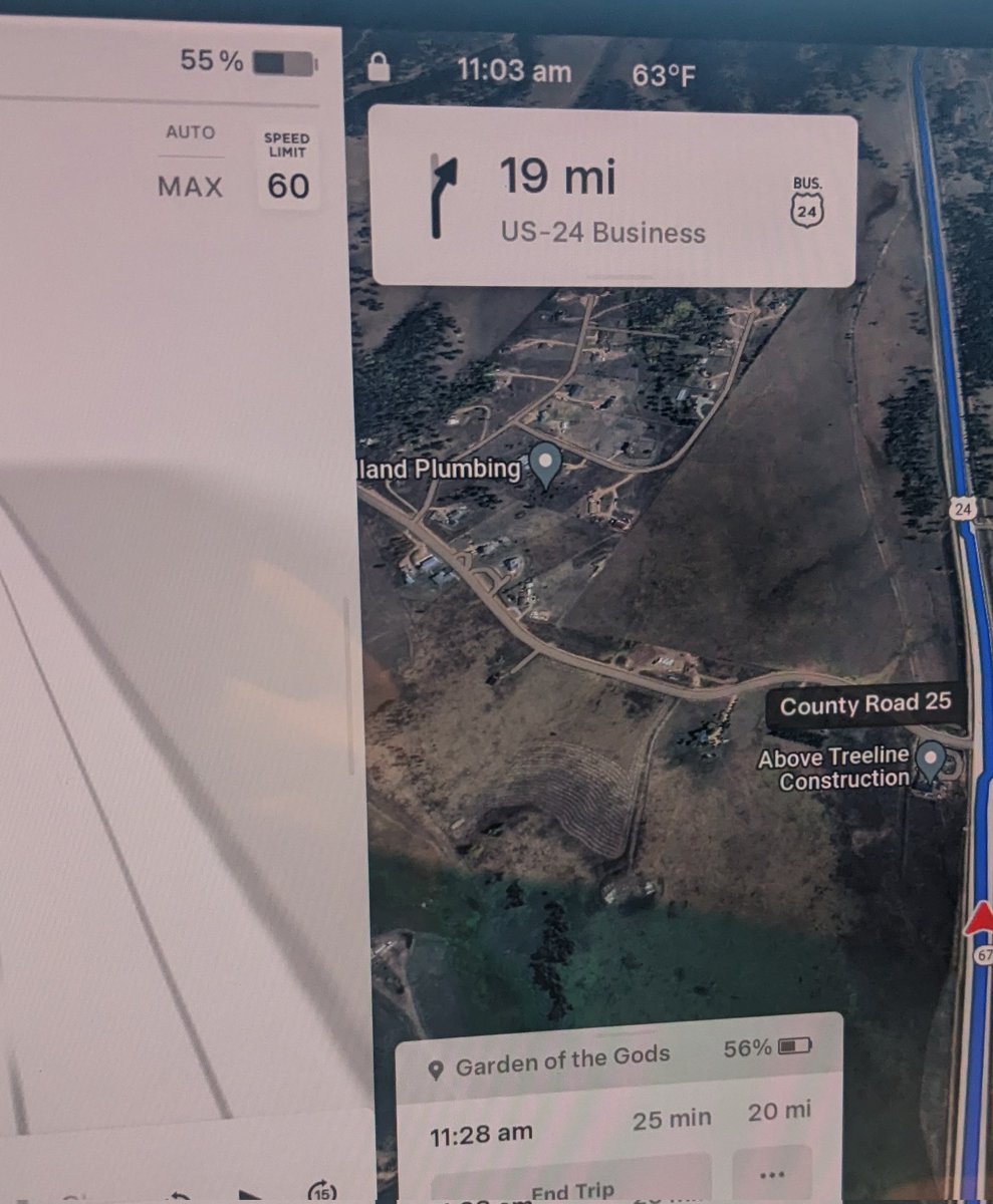 TimDettmann's tweet image. Driving in Colorado is hilarious. Currently 55%, 20 miles to go, 56% arrival.