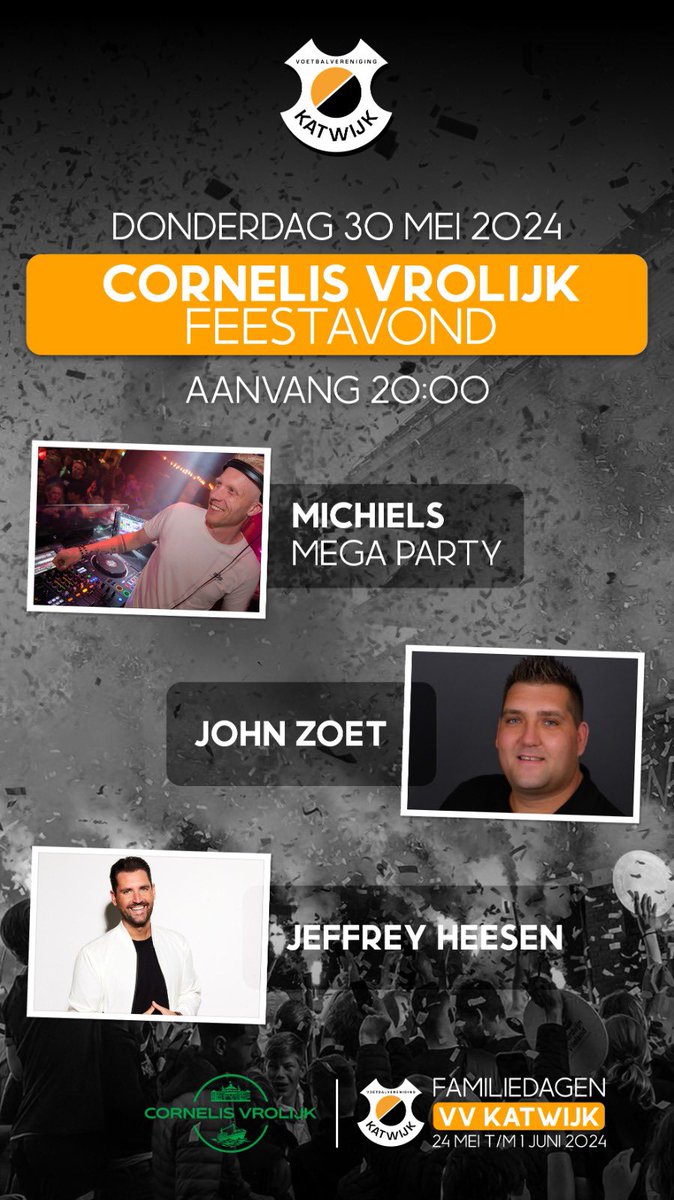 vvkatwijk's tweet image. FAMILIEDAGEN | Vanavond vanaf 19.00 uur de afscheidswedstrijd van Robbert Susan: Het huidige Katwijk tegen oud-spelers. Daarna in de kantine de Hollandse avond!

Tot vanavond!