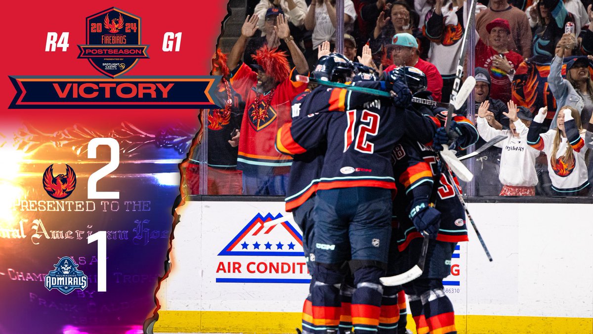 FIREBIRDS WIN GAME 1 OF THE WESTERN CONFERENCE FINALS !!!!

#CVFirebirds
@Firebirds
@TheAHL