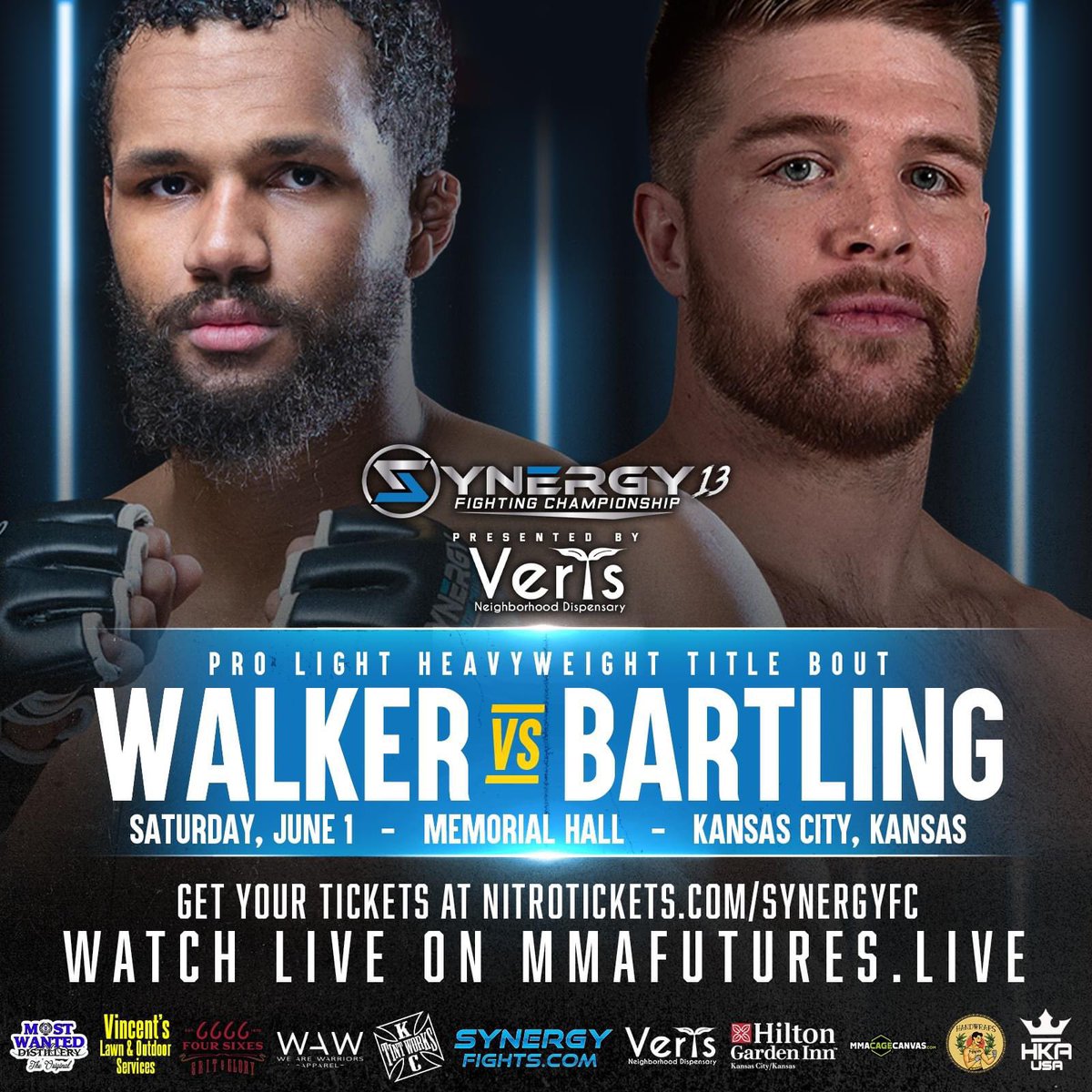 Saturday June 1st you won’t want to miss this matchup.  This is a matchup between two exciting fighters!  Julius Walker is a young exciting up and comer.  Nyle Bartling has proven to be a great prospect.  Tune in live Saturday on MMAFutures.live