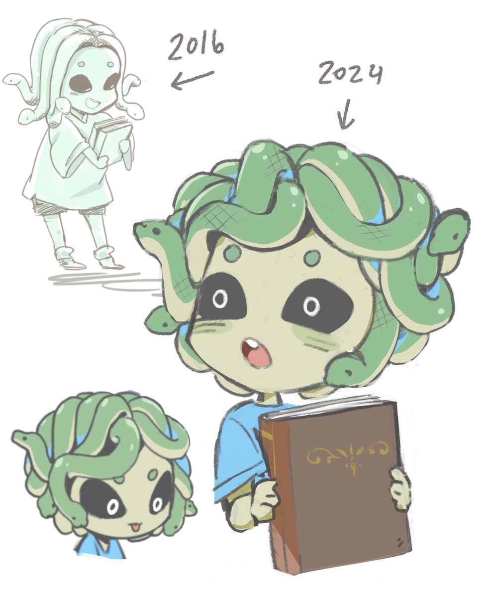 doodled my little gorgon oc!! shes changed a lot over the years lol