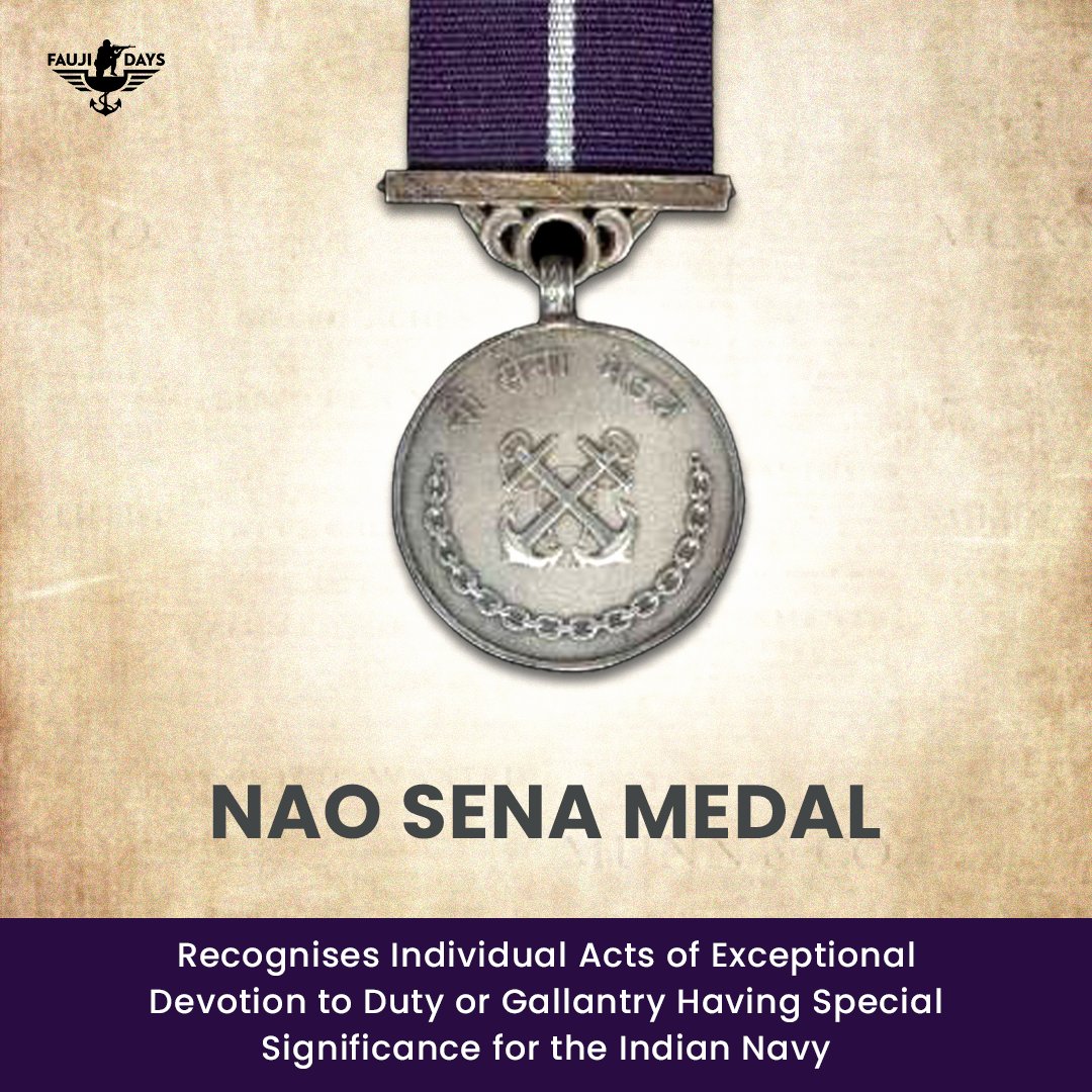 The Nao Sena Medal is a prestigious recognition of valour and courage for India's maritime warriors.🧵

#FaujiDays #naosenamedal #naosena #valour #indianarmy #indianarmedforces #indianarmyofficers #army #armyofficer