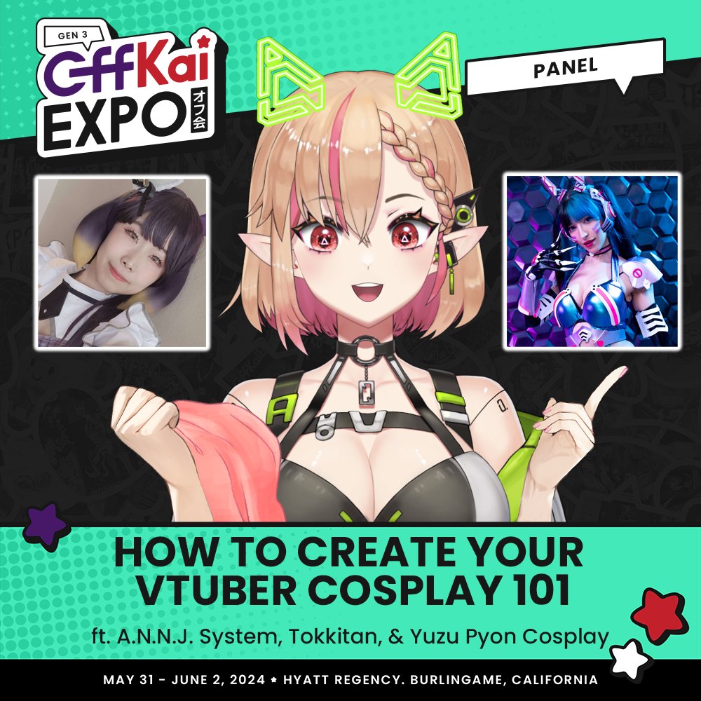 Ever wanted to cosplay your own Vtuber but didn't know where to start?👗🧵

【DROP YOUR PNG BELOW】
&amp; @tokkitan, @YuzuPyonCosplay, and I will create a custom guide just for you live at #OffkaiExpo!! 

Feel free to come by &amp; learn how to bring your virtual avatar to life! https://t.co/5fhfPEZpWH