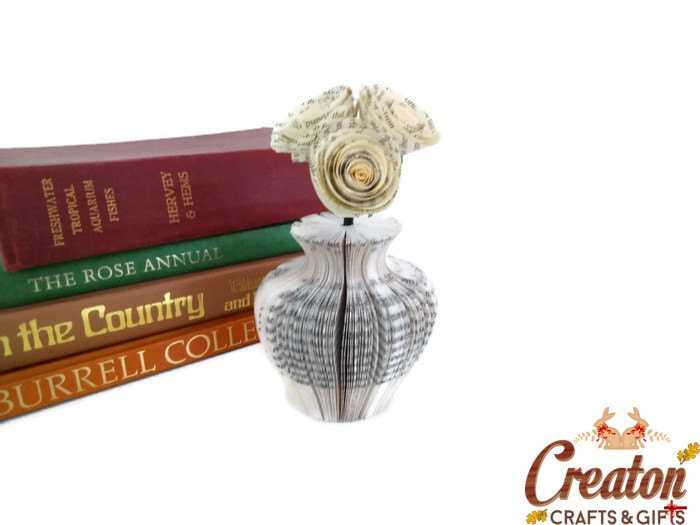 Mini Vase and Flowers Book Gift creatoncrafts.com/products/mini-… #Shopify #mhhsbd #CreatonCrafts #BookArtVase