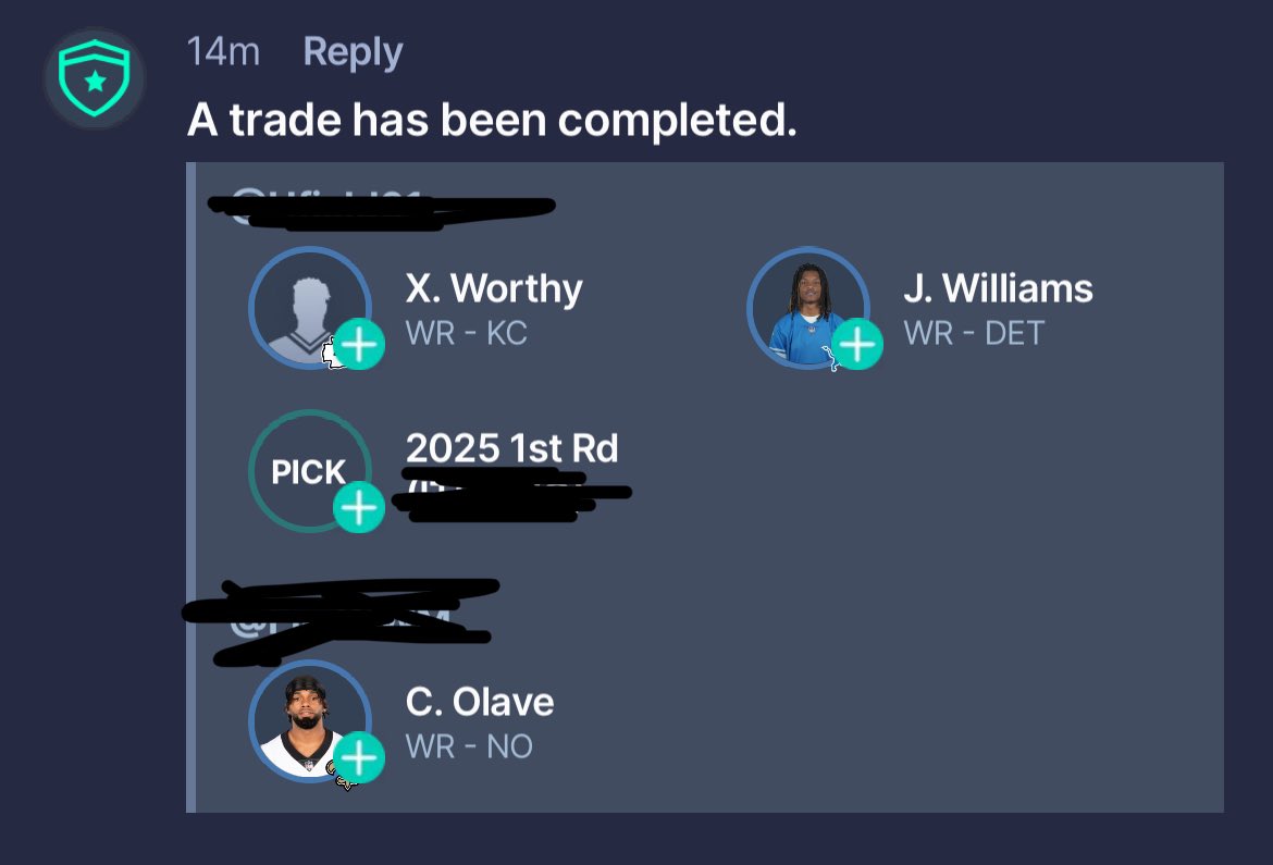 Just made this trade and got the Worthy side! (12 team SF, TEP) Hate to give up Olave, but could potentially love the reward. Thoughts?