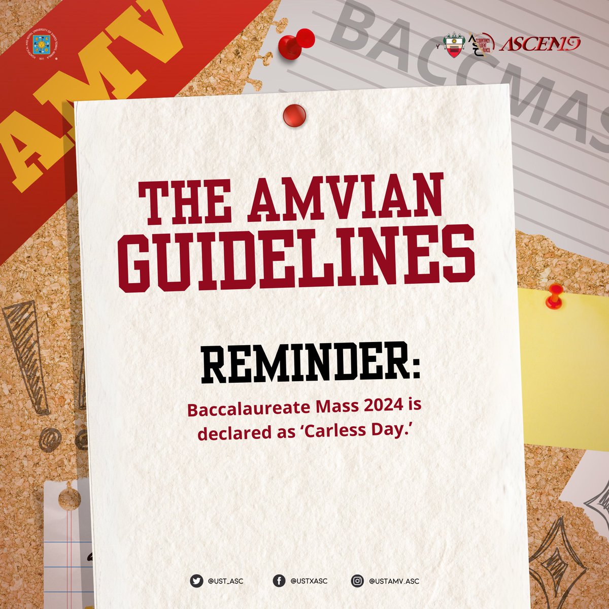 UST_ASC's tweet image. Sound the trumpets and cue the confetti!🎊

Together, let us make this Baccalaureate Mass a symphony of memories to cherish for a thousand lifetimes!  

#ASCendWithAMV
#TheBaccalaureateMass2024

Board by Halle Pula
Caption by Jalen Jean Barbosa