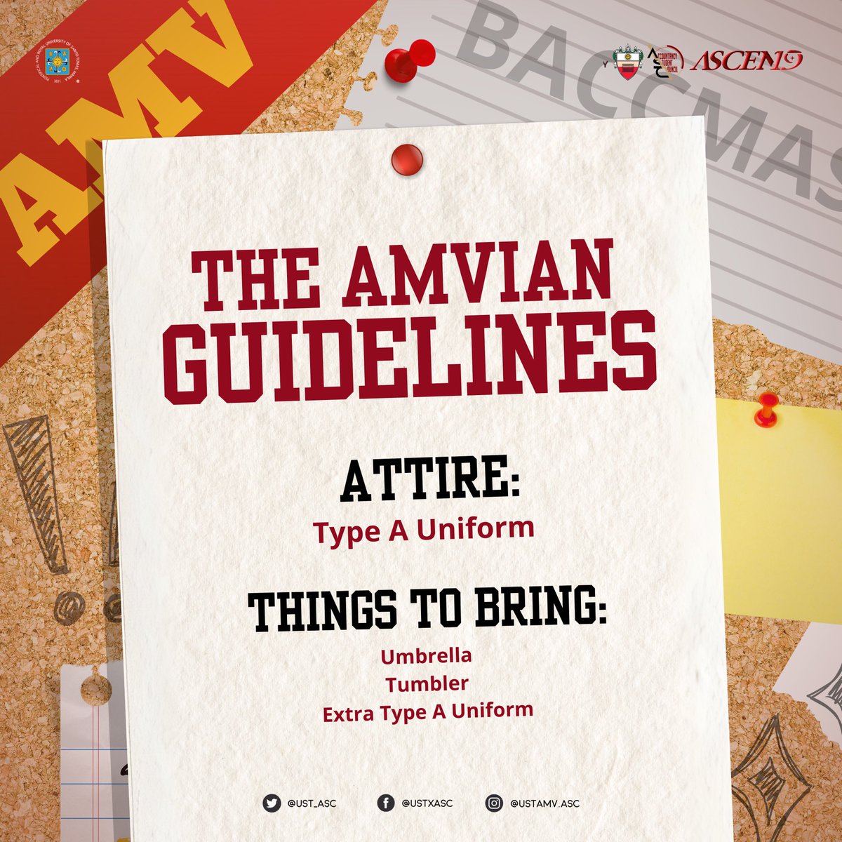 UST_ASC's tweet image. Sound the trumpets and cue the confetti!🎊

Together, let us make this Baccalaureate Mass a symphony of memories to cherish for a thousand lifetimes!  

#ASCendWithAMV
#TheBaccalaureateMass2024

Board by Halle Pula
Caption by Jalen Jean Barbosa