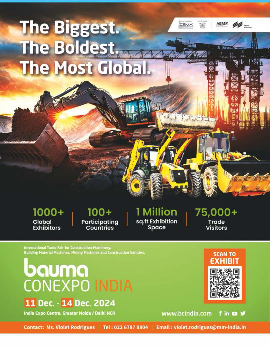 BOOK YOUR SPACE BAUMA CONEXPO INDIA 11 DEC -14 DEC 2024 EXHIBITION INDIA EXPO CENTRE, GREATER NOIDA / DELHI NCR