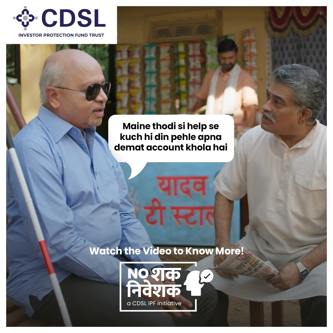 Opening a demat account is easier than making tea. ​
​
To know more, watch our #NoShakNiveshak episode on opening and operating a Demat Account by differently abled individuals: ​
youtu.be/Fy3_1LtBVow?si… ​
​
​#CDSL #DematAccount #Demat #CDSLIndia #NoShakNiveshak #accountopening