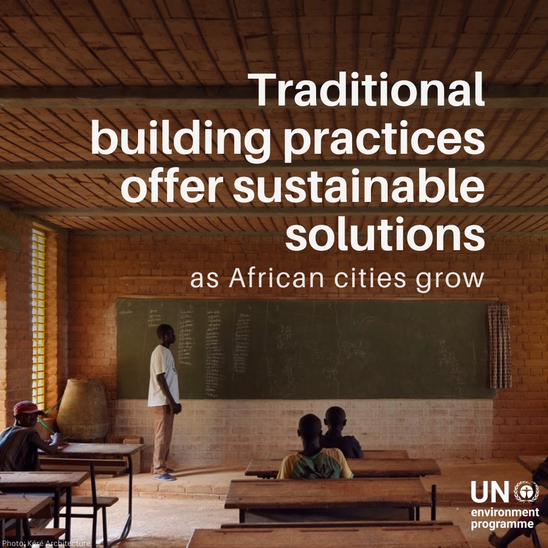 Africa's rapid urbanization calls for sustainable building practices.

The Lycée Schorge in Burkina Faso exemplifies this, using materials like local laterite bricks and eucalyptus to keep classrooms cool & reduce emissions.

unep.org/news-and-stori… #WorldEnvironmentDay