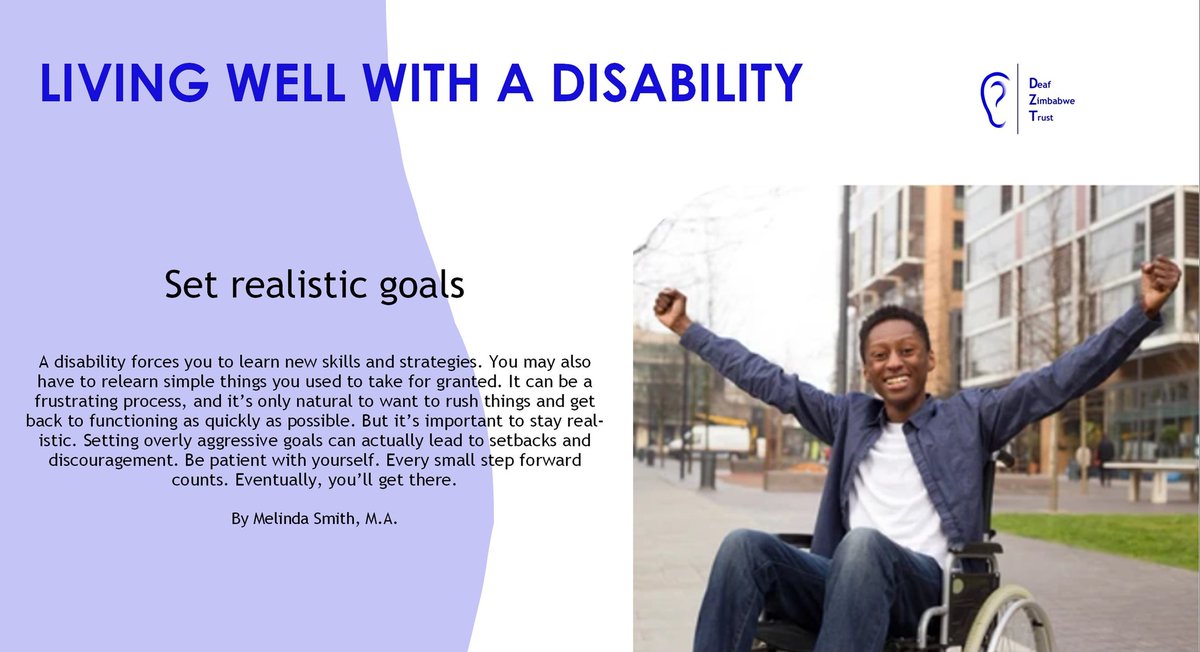 Accepting disability can be very difficult. Setting realistic goals is essential. 
#disabilitymatters #disabilityawareness #disabilityinclusion 

@3KtvZim @capitalkfm @childlinezim @GwiziSoneni @HeraldZimbabwe @molokele @nangozimbabwe @NewZimbabweCom @OMpslsw @ParliamentZim