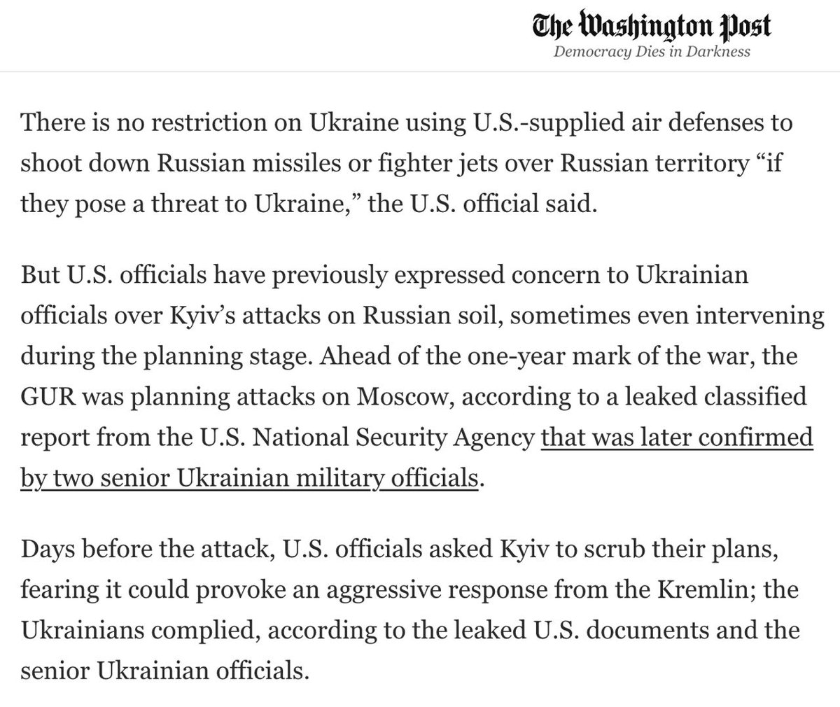 ⚡️США дозволяють Україні використовувати передані системи ППО на території рф і не проти, щоб російські ракети та винищувачі збивалися ще в небі рф, - The Washington Post