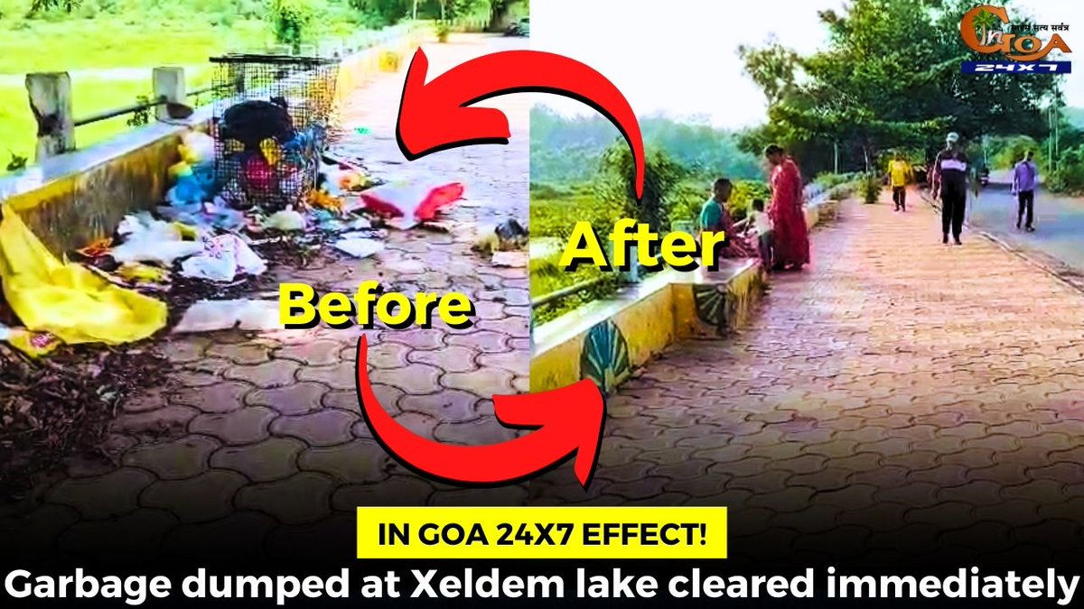 In Goa 24x7 effect! Garbage dumped at Xeldem lake cleared immediately WATCH : youtu.be/2NSitl4JUiE #Goa #GoaNews #garbage #lake #cleared