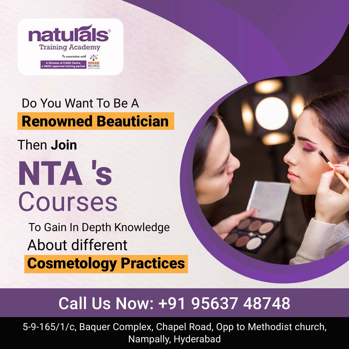 NTA offers courses aspiring beauticians to gain knowledge in cosmetology practices. Start your journey and transform your passion into a successful career. Contact Us: 95637 48748 visit : naturalsacademy.com #cosmetologycourses #nta #nampally #hyderabad