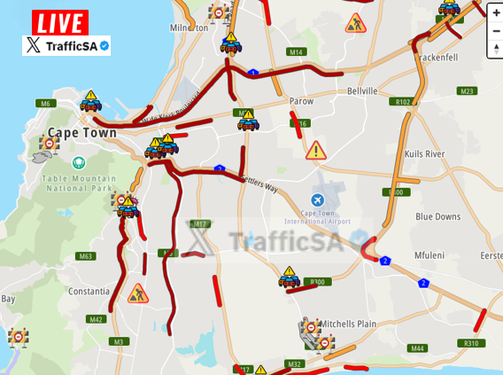 Cape Town - Live Traffic: Wet Weather - HEAVY TRAFFIC - allow extra time