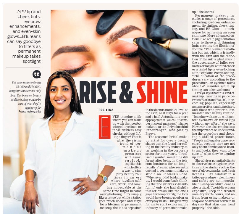 24*7 lip and cheek tints, eyebrow enhancements, and even-skin glows...B’lureans can say goodbye to filters as permanent makeup take spotlight ✍🏼: @pooja_das49 @tniefeatures @cloudnirad @santwana99